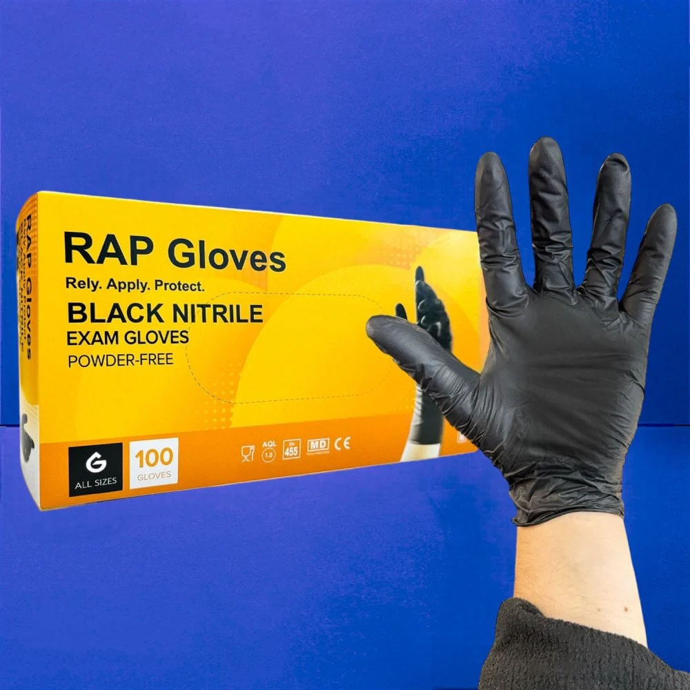 Black Nitrile Gloves - Powder Free - Image 2