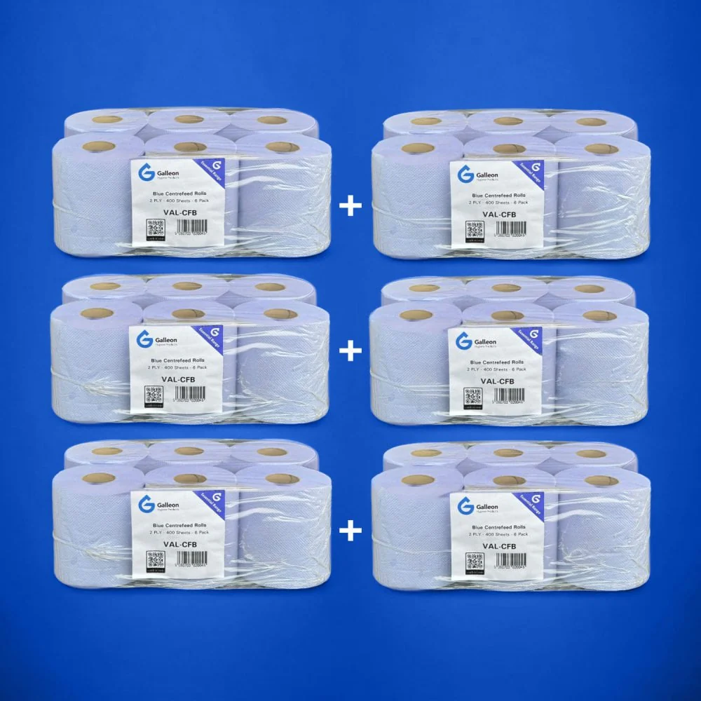 Value 2 Ply Blue Embossed Centrefeed Rolls - Image 9